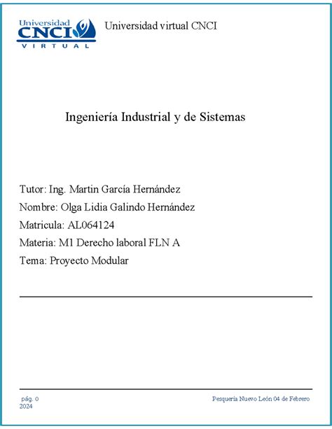 Derecho laboral P Modular Universidad virtual CNCI Ingeniería