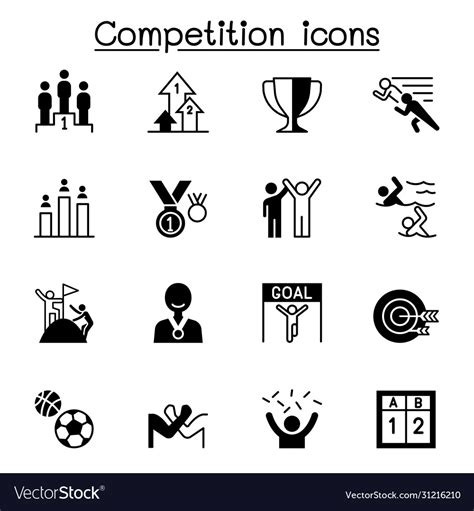 Competition Contest Tournament Icons Set Graphic Vector Image