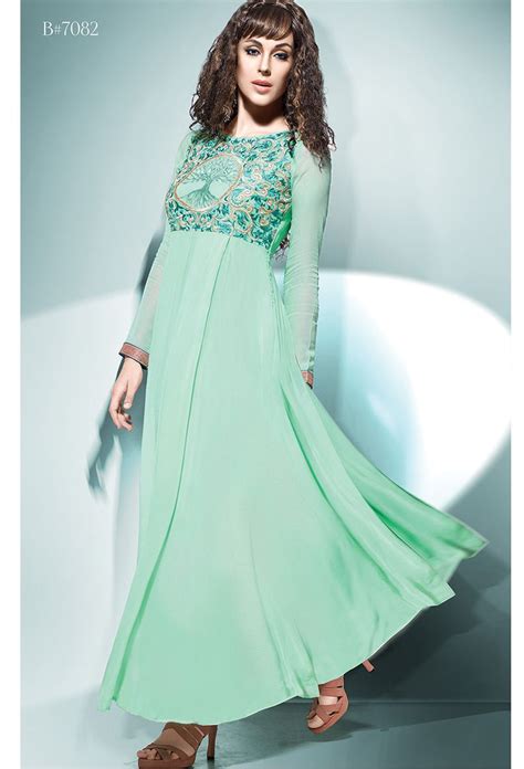 Sea Green Georgette Long Salwar Kameez Indian Salwar Suit Pakistani