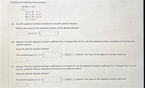 Solved Consider The Following Linear Program Min X Y Chegg