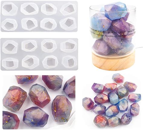 Koonafy Pack Of 16 Pieces Gem Stone Resin Mold Gem Jewelry Silicone