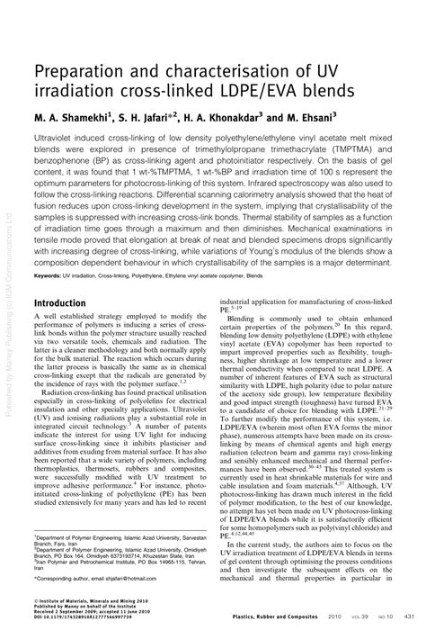 PDF Preparation And Characterisation Of UV Irradiation Cross Linked