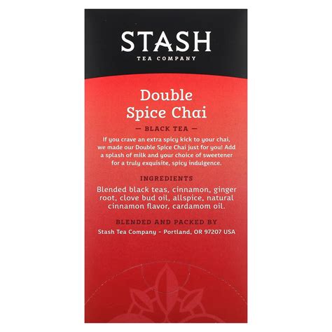 Stash Tea Black Tea Double Spice Chai Tea Bags Oz G