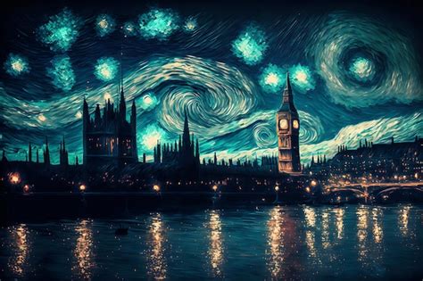 Premium Photo | Painting digital art london galaxy night landscape ...