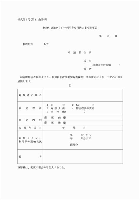 利府町障害者福祉タクシー利用料助成事業実施要綱