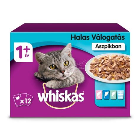 Whiskas 12 pack alutasakos macskaeledel halas válogatással aszpikban