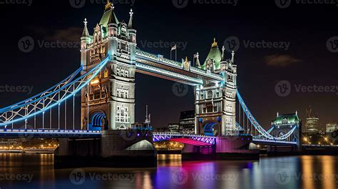 Night view of Tower Bridge. Generative AI 34237557 Stock Photo at Vecteezy