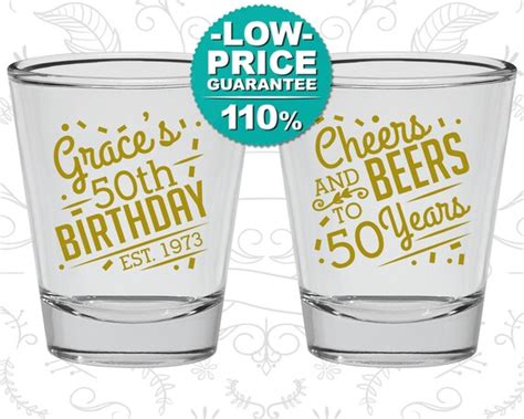 50th Birthday Shot Glasses Personalized Birthday Shot Glass Cheers To 50 Years Cheers And