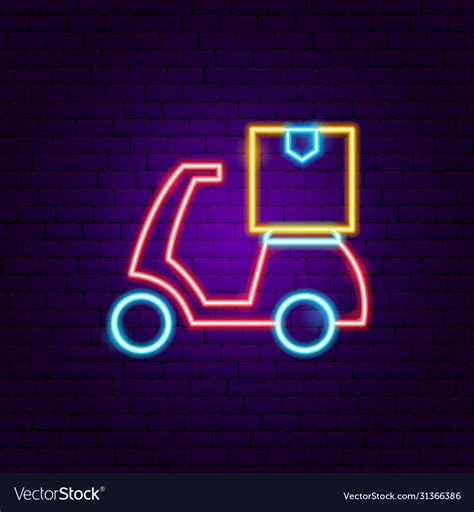 Scooter Delivery Neon Sign Royalty Free Vector Image