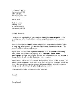 Printable Settlement Rejection Counteroffer Letter Legal Pleading Template