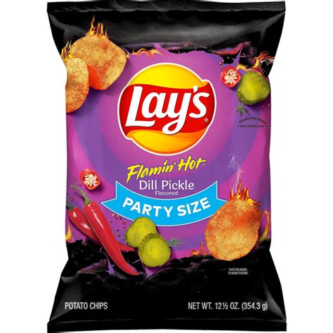 Lays Potato Chips Flamin Hot Dill Pickle Flavored Party Size Buehler S