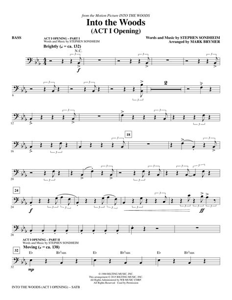 Into The Woods Bass Sheet Music Mark Brymer Choir Instrumental Pak