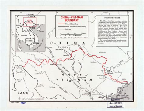 Large Detailed China North Vietnam Border Area Map 1964 Vietnam