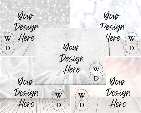 5 White Mockups, Clean Digital Backgrounds Product Mockup Bundle, White ...