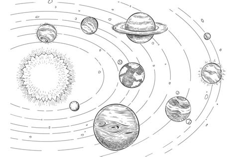 Sketch solar system. Hand drawn planets orbits SVG (3096474)