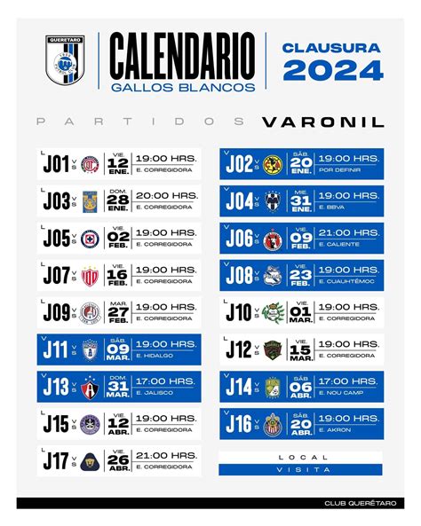 Este Es El Calendario Para Los Gallos Blancos En La Cl2024