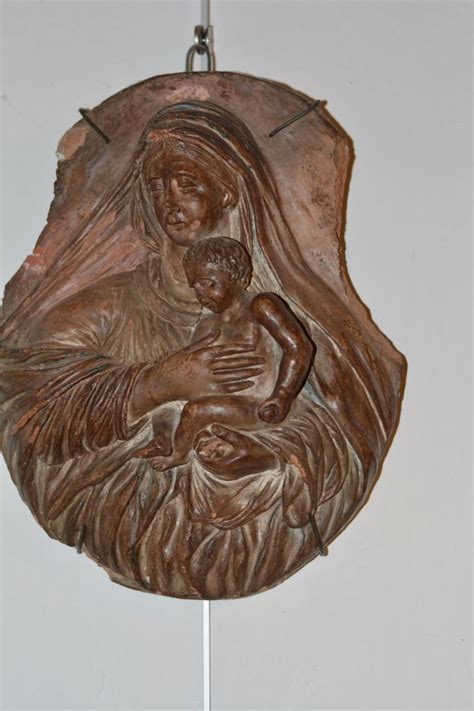 Proantic Tondo Figurant La Vierge Et L Enfant En Relief En Terre Cu