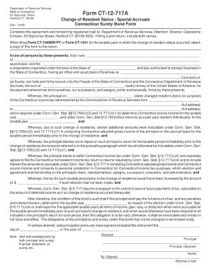 Fillable Online CT 12 717 A Change Of Resident Status Special Accurals