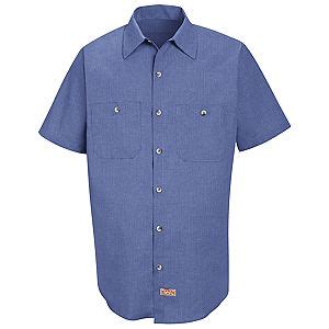 Men S Short Sleeve Geometric Micro Check Work Shirt Occupational Apparel