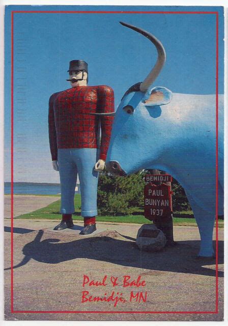 Paul Bunyan Babe The Blue Ox Statues Bemidji Minnesota Vintage