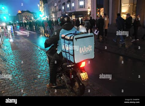 Copenhagen Denmark December Wolt Partner Food Delivery Bike