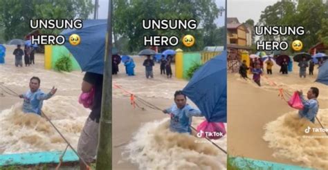 Redah Banjir Hantar Makanan Nyaris Hanyut Kerana Arus Kuat