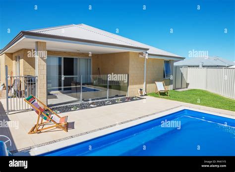 backyard of a new modern suburban house Stock Photo - Alamy