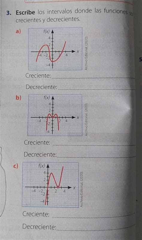 Escribe Los Intervalos Donde Las Funciones Son Crecientes Y Decreciente