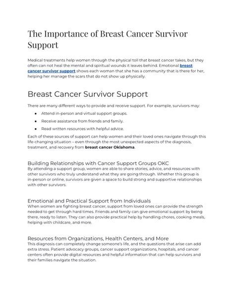 PPT The Importance Of Breast Cancer Survivor Support PowerPoint