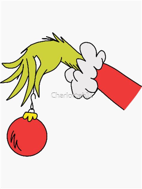 Grinch Hand Holding Ball Ornament Sticker For Sale By Charlotteh