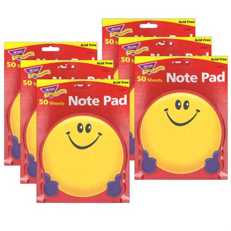 Teachersparadise Trend Smiley Face Note Pad Shaped 50 Sheets Per Pad