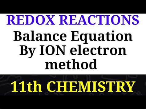 Balance Equation By Ion Electron Method Class Chemistry Balance