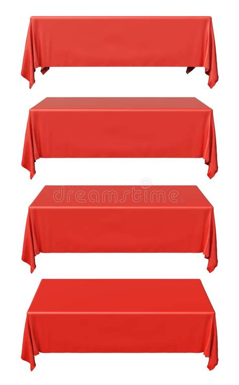 Sistema Rectangular Rojo De La Vista Delantera Del Mantel Stock De