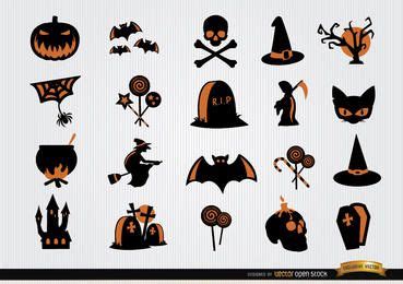 Descarga Vector De Conjunto De Iconos De Símbolos De Miedo De Halloween