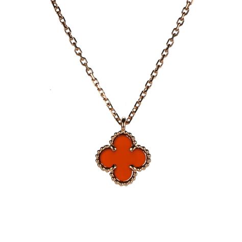 Van Cleef Arpels K Yellow Gold Carnelian Sweet Alhambra Pendant