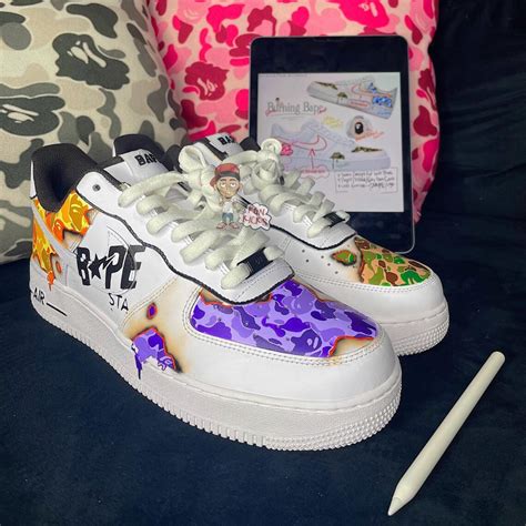 Burning Bape Air Force 1 Custom Daniel Customs