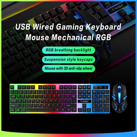 Conjunto Port Til De Teclado Mec Nico Mouse Gamer Fio Usb Rgb Led