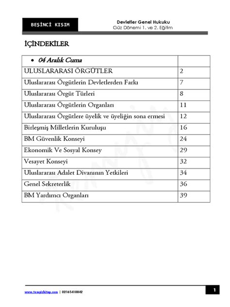 Okan Üniversitesi Devletler Umumi Hukuku 20 21 Güz Dönemi 5 Kısım Not