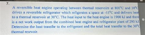 Solved A Reversible Heat Engine Operating Between Thermal Chegg