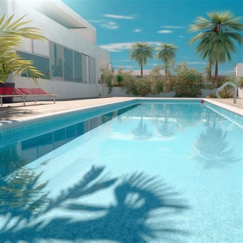 Premium Ai Image A Swimming Pool With Palm Trees And A Pool With A