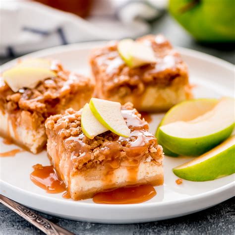 Caramel Apple Cheesecake Bars Garnish And Glaze