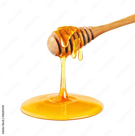 Honey Dripping Isolated On A White Background Dripped Honey Honey