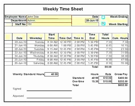 50 Excel Timesheet For Multiple Employees