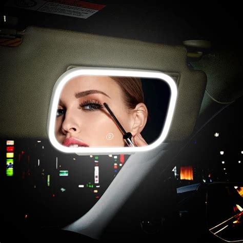 Car Led Make Up Mirror Car Visor Vanity Mirror With Led Lights Usb R — Gear Elevation