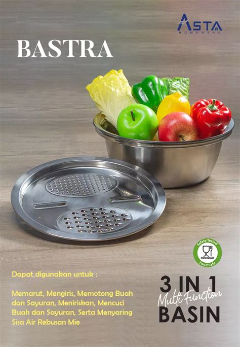 Jual Asta Homeware BASTRA Baskom Mangkok Dapur 1 Set Isi 3 Stainless