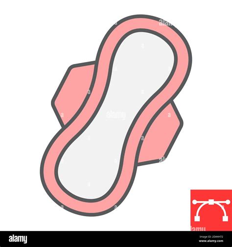 Sanitary Napkin Color Line Icon Protection And Hygiene Sanitary Pad Sign Vector Graphics