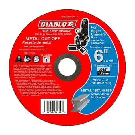 Diablo Dbd060045101f 6 In Metal Cut Off Disc ‑ Thin Kerf