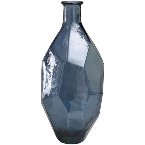 Litton Lane Blue Tall Spanish Bottleneck Recycled Glass Decorative Vase