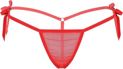 Buy Iefiel Women Mesh Sheer Tie Side T Back Mini G String Thong Panty