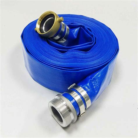 PVC Blue Lay Flat Discharge Water Hose Pipe Assembly With Coupling